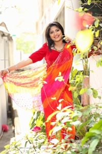 Shabeena Shaik in Beautiful Yellow and Pink Saree