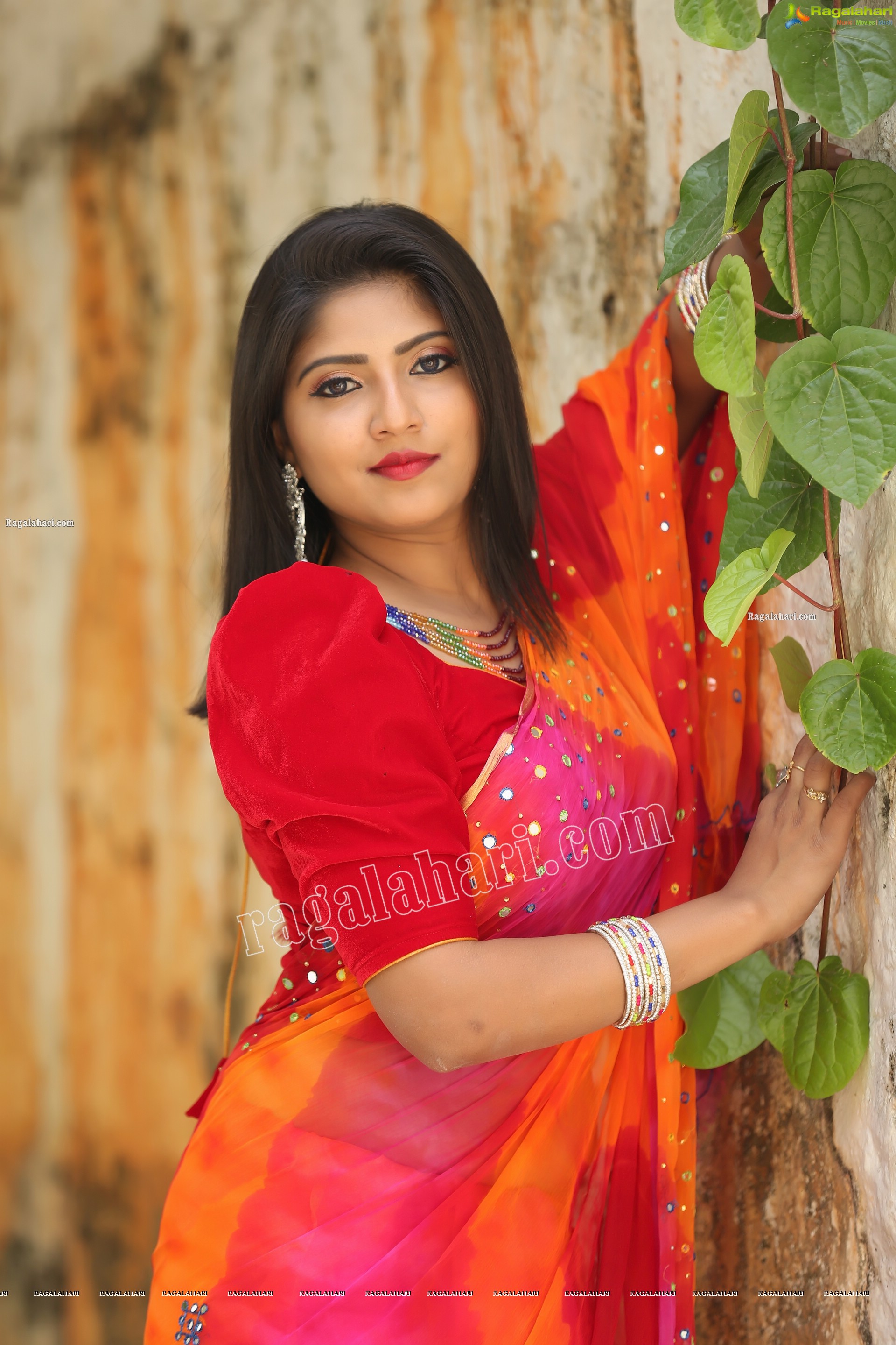 Shabeena Shaik in Beautiful Yellow and Pink Saree, Exclusive Photo Shoot