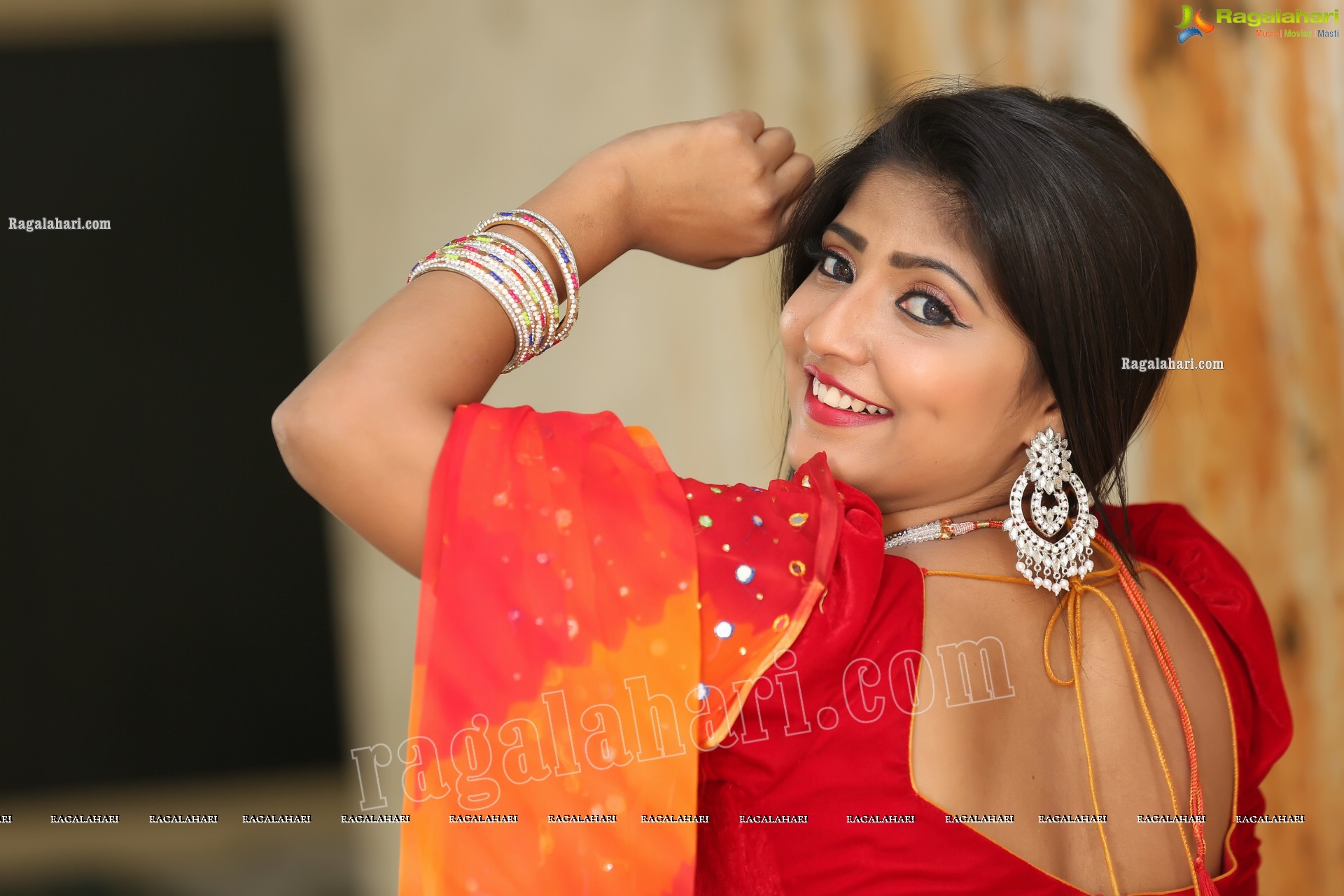 Shabeena Shaik in Beautiful Yellow and Pink Saree, Exclusive Photo Shoot