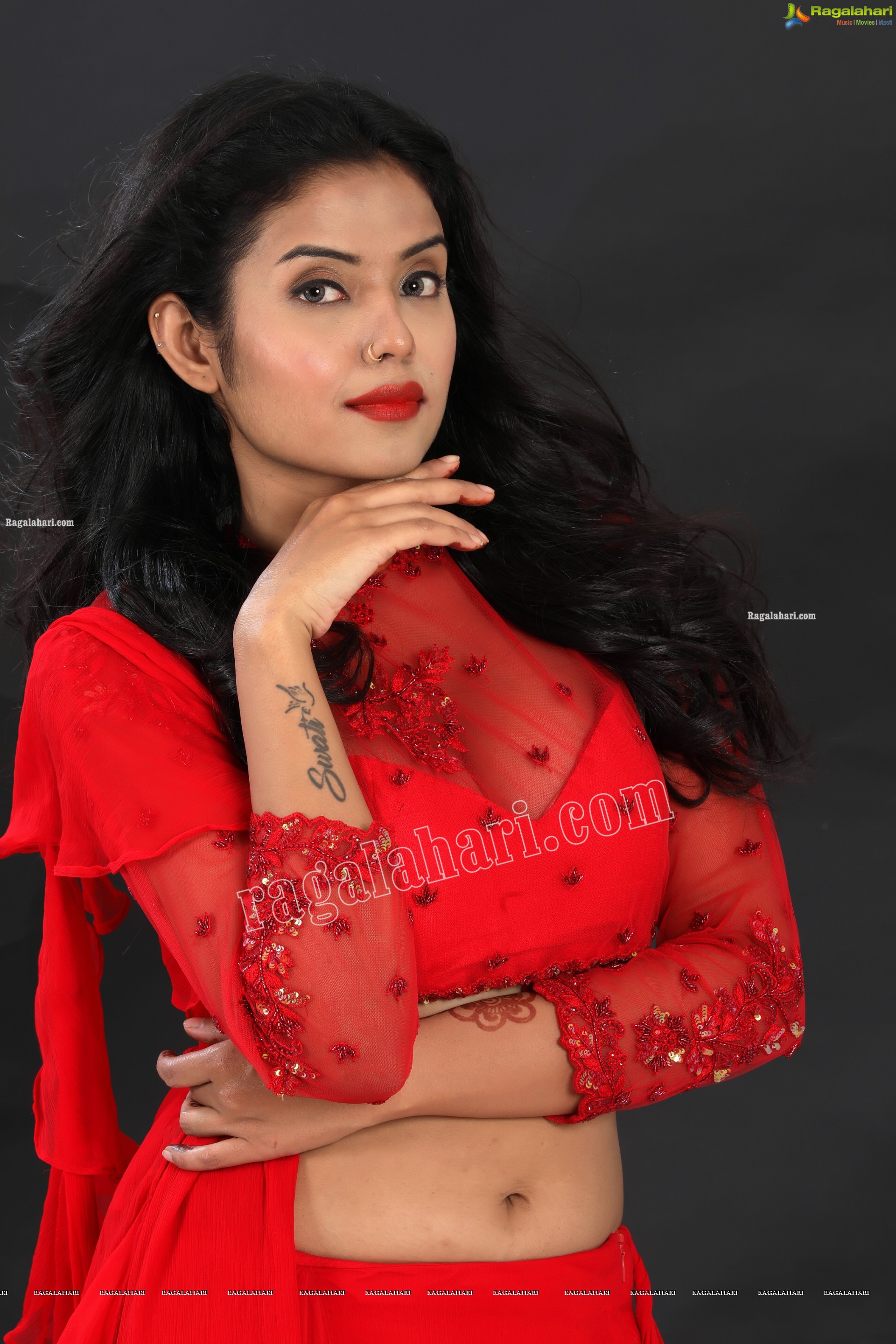 Swati Mandal in Red Crop Top Lehenga, Exclusive Photo Shoot