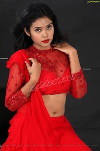 Swati Mandal in Red Crop Top Lehenga