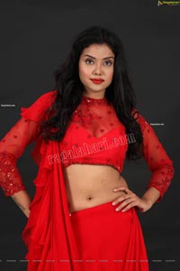 Swati Mandal in Red Crop Top Lehenga