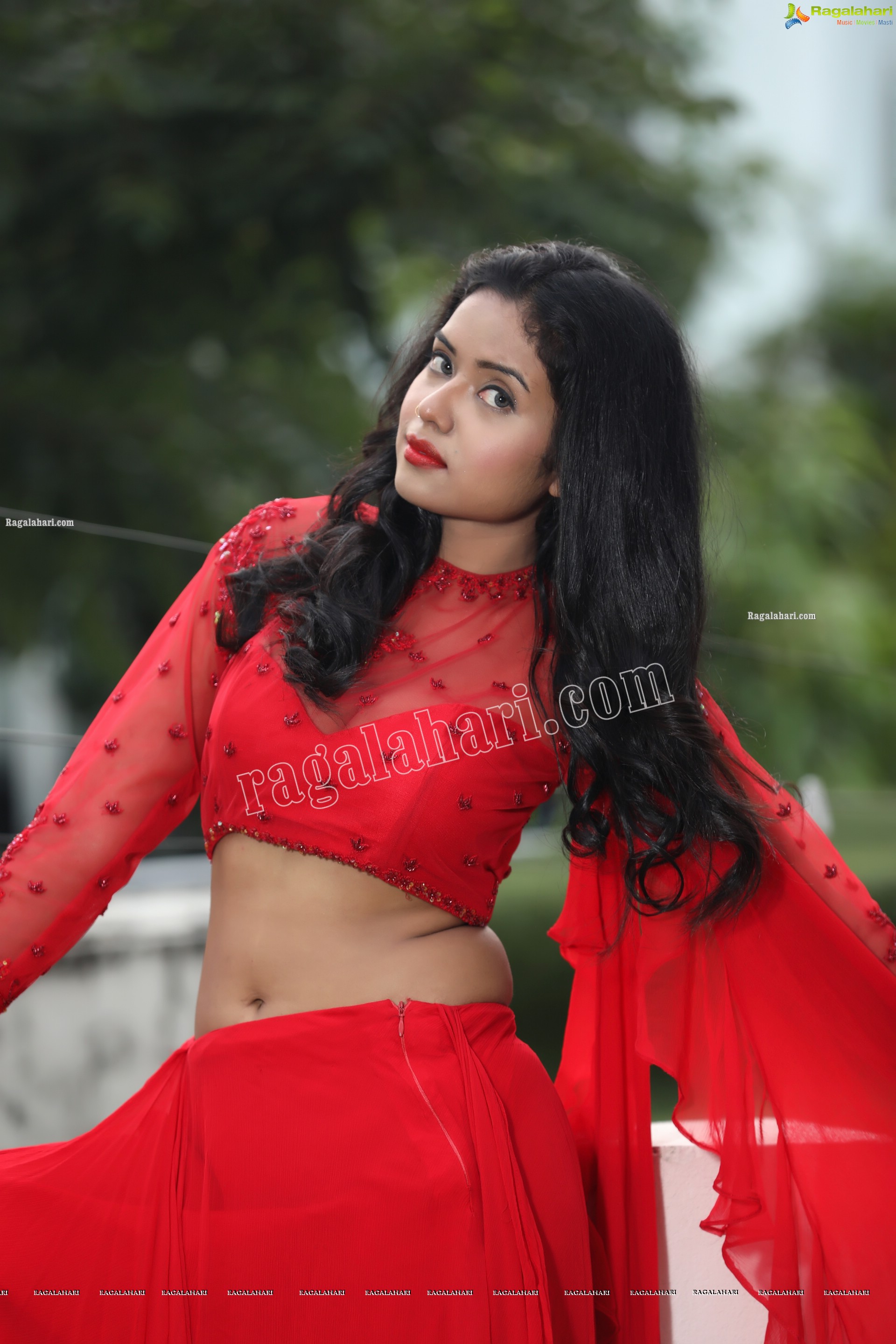 Swati Mandal in Red Crop Top Lehenga, Exclusive Photo Shoot