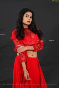 Swati Mandal in Red Crop Top Lehenga