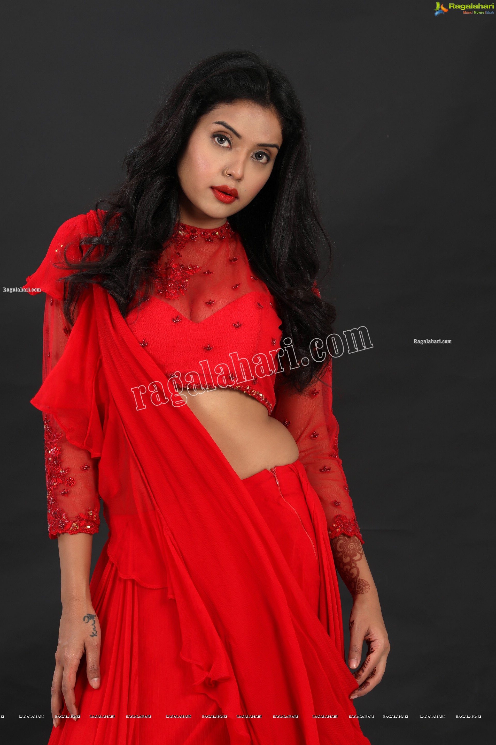 Swati Mandal in Red Crop Top Lehenga, Exclusive Photo Shoot