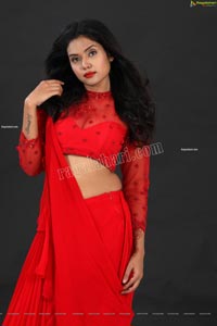 Swati Mandal in Red Crop Top Lehenga