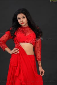 Swati Mandal in Red Crop Top Lehenga