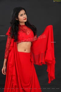 Swati Mandal in Red Crop Top Lehenga