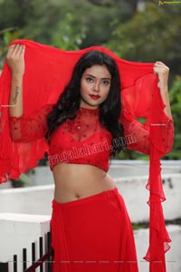 Swati Mandal in Red Crop Top Lehenga