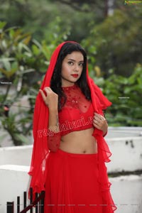 Swati Mandal in Red Crop Top Lehenga