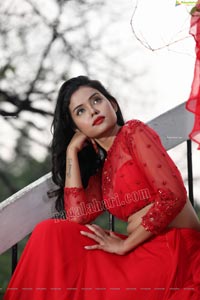 Swati Mandal in Red Crop Top Lehenga