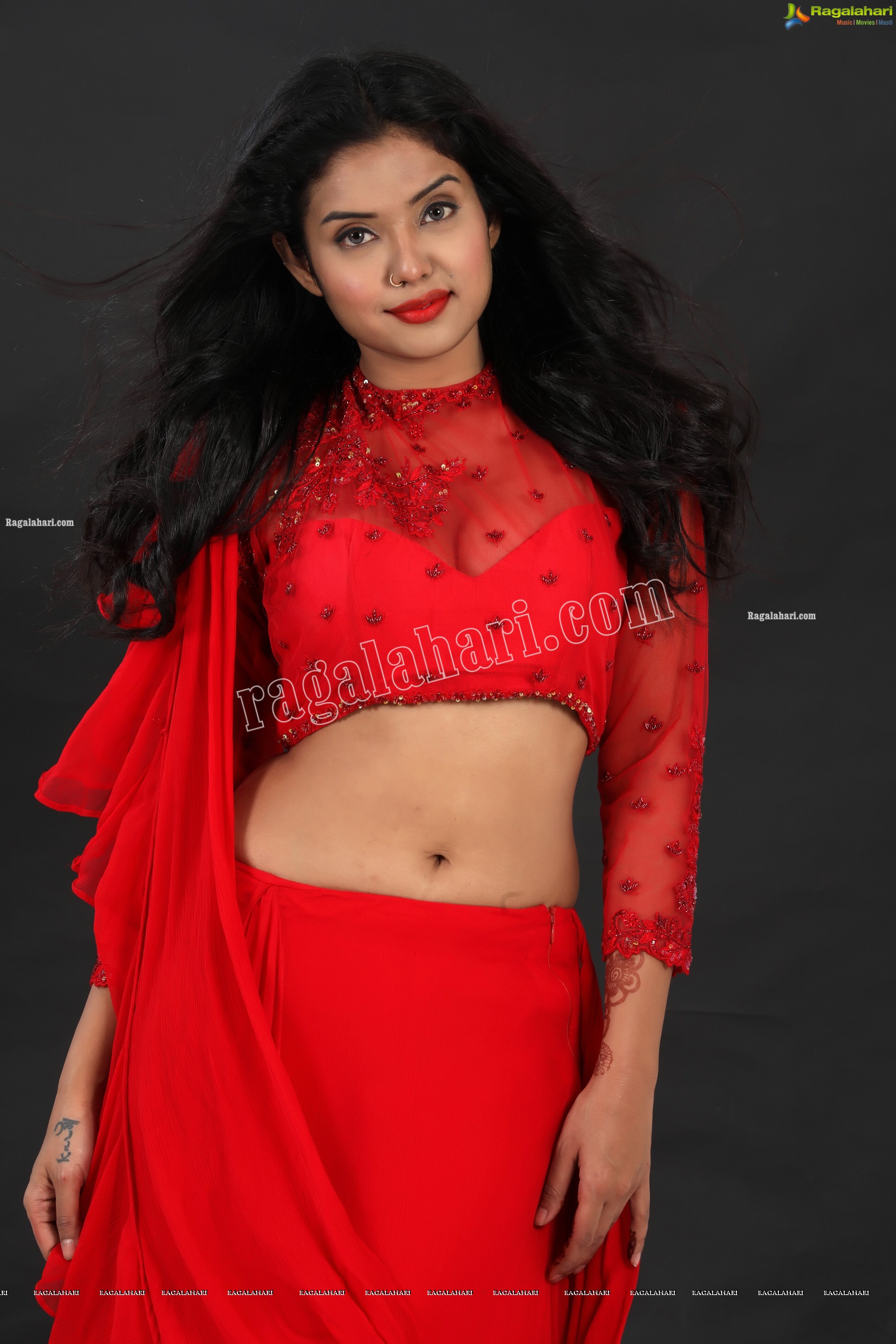 Swati Mandal in Red Crop Top Lehenga, Exclusive Photo Shoot