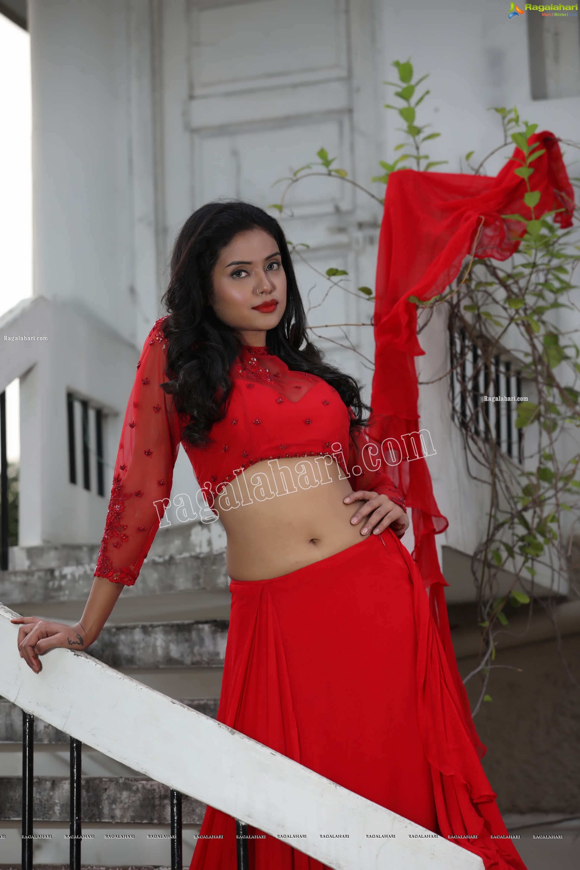Swati Mandal in Red Crop Top Lehenga, Exclusive Photo Shoot