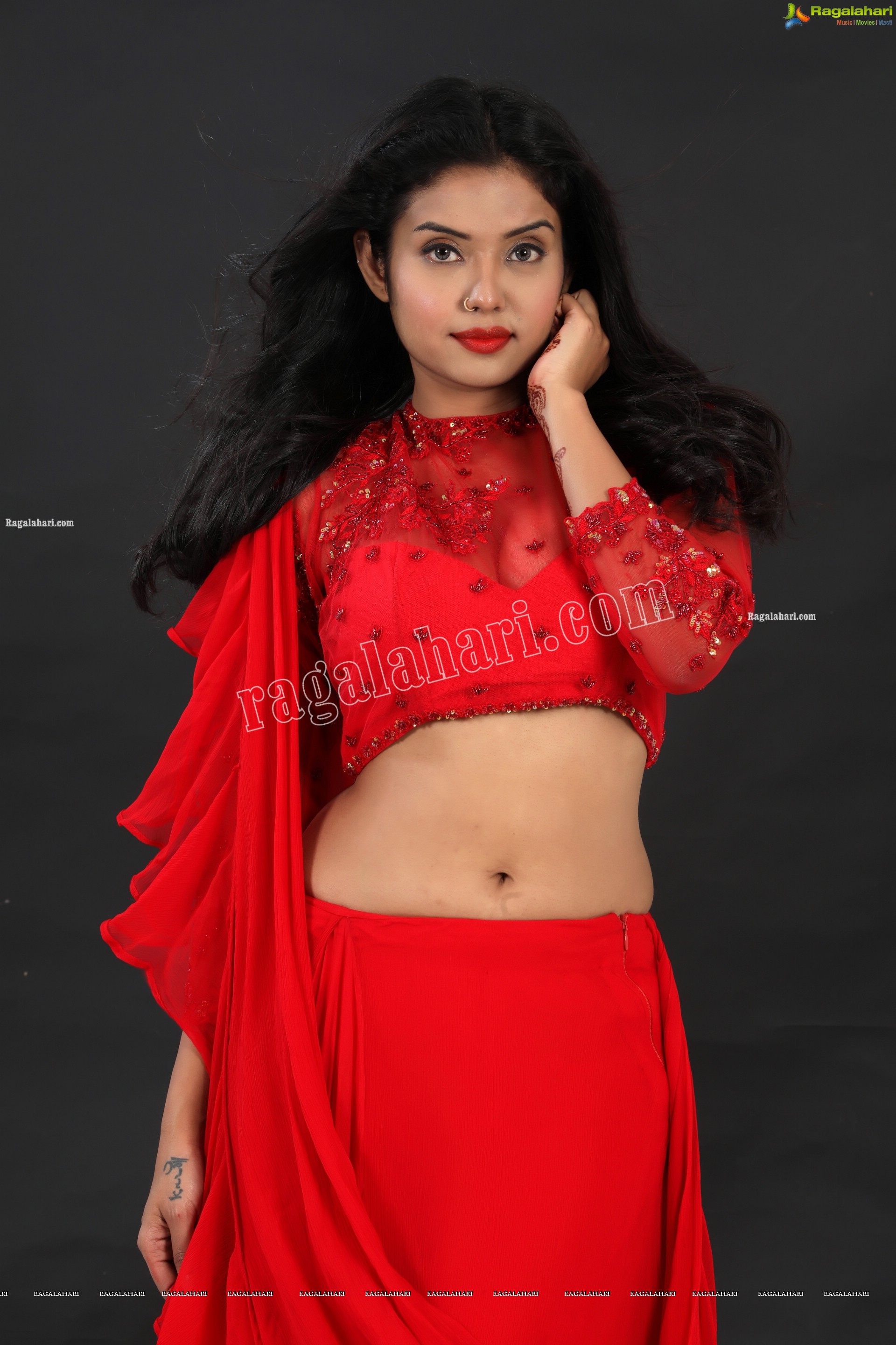 Swati Mandal in Red Crop Top Lehenga, Exclusive Photo Shoot