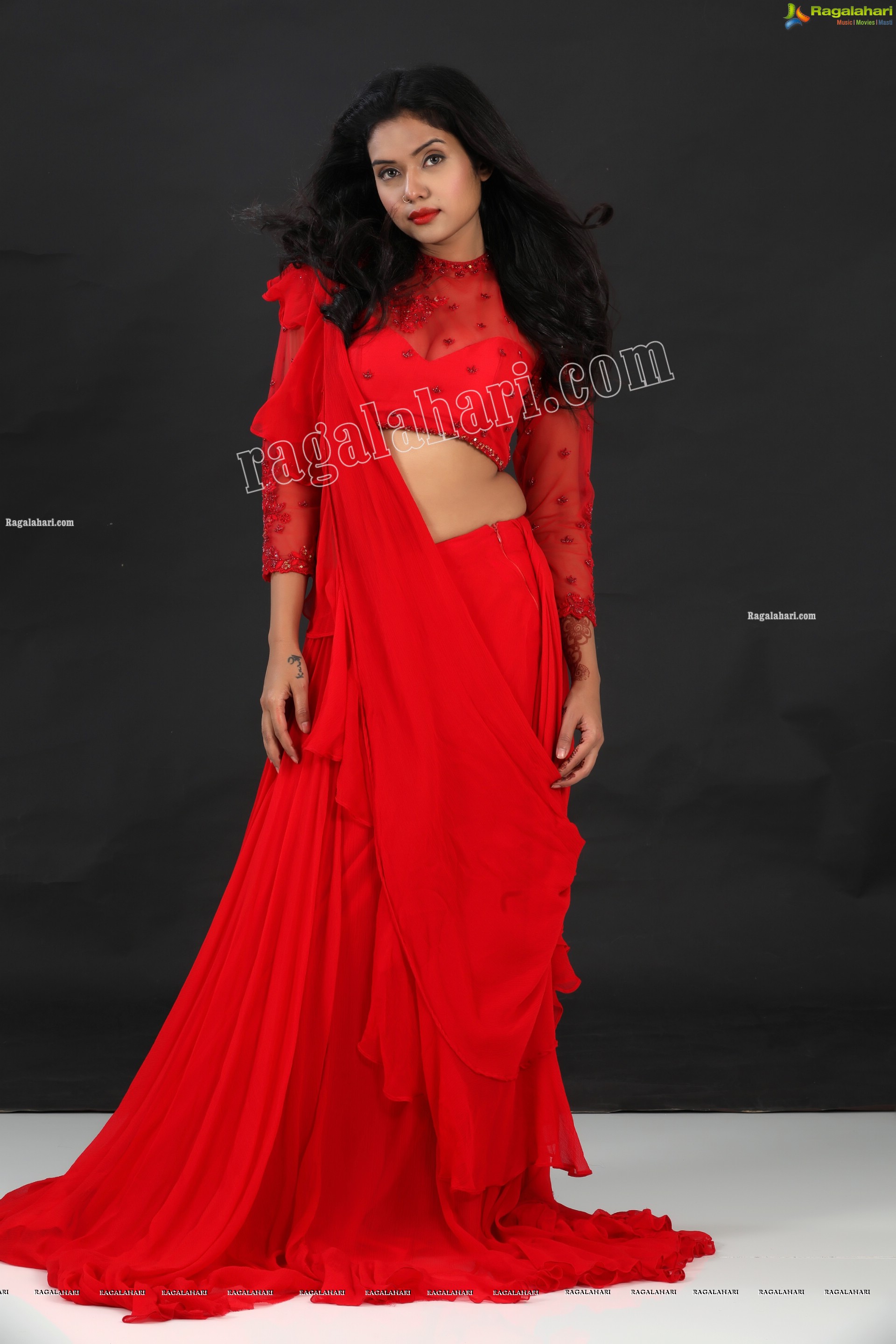 Swati Mandal in Red Crop Top Lehenga, Exclusive Photo Shoot