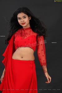 Swati Mandal in Red Crop Top Lehenga