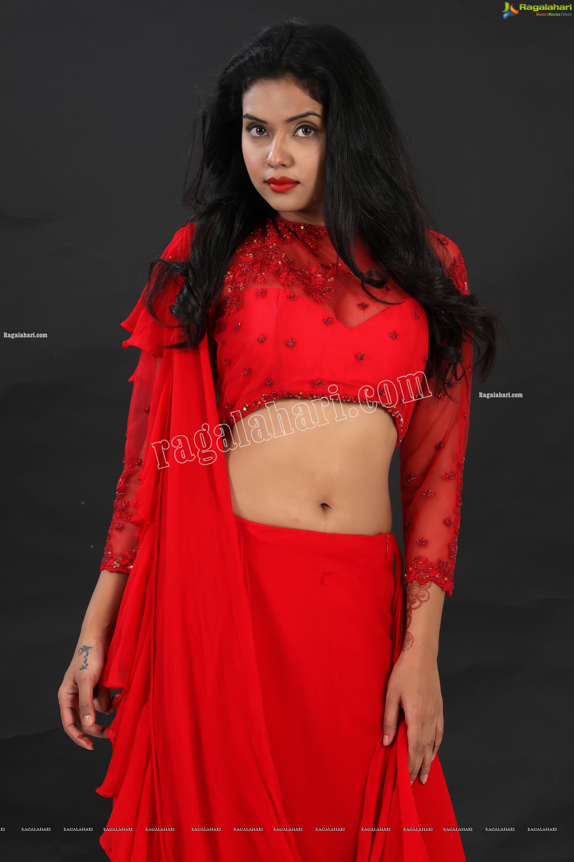 Swati Mandal in Red Crop Top Lehenga, Exclusive Photo Shoot