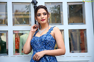 Harshini Balla in Blue Long Dress