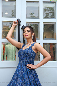 Harshini Balla in Blue Long Dress