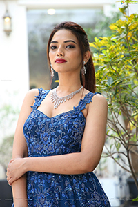 Harshini Balla in Blue Long Dress