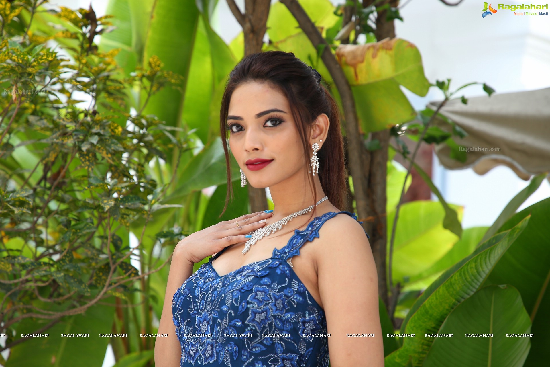 Harshini Balla in Blue Long Dress, HD Photo Gallery