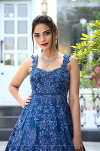 Harshini Balla in Blue Long Dress