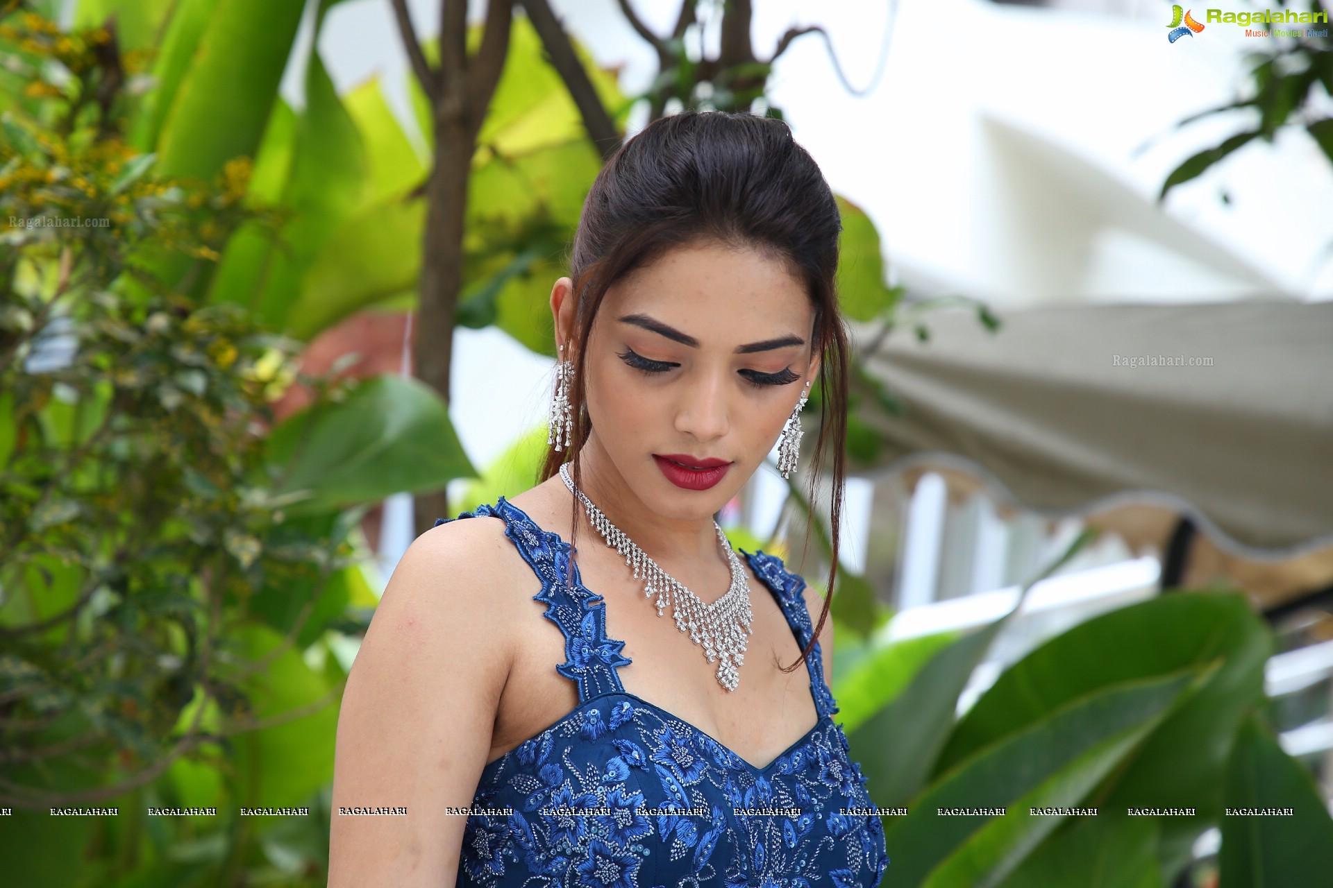 Harshini Balla in Blue Long Dress, HD Photo Gallery