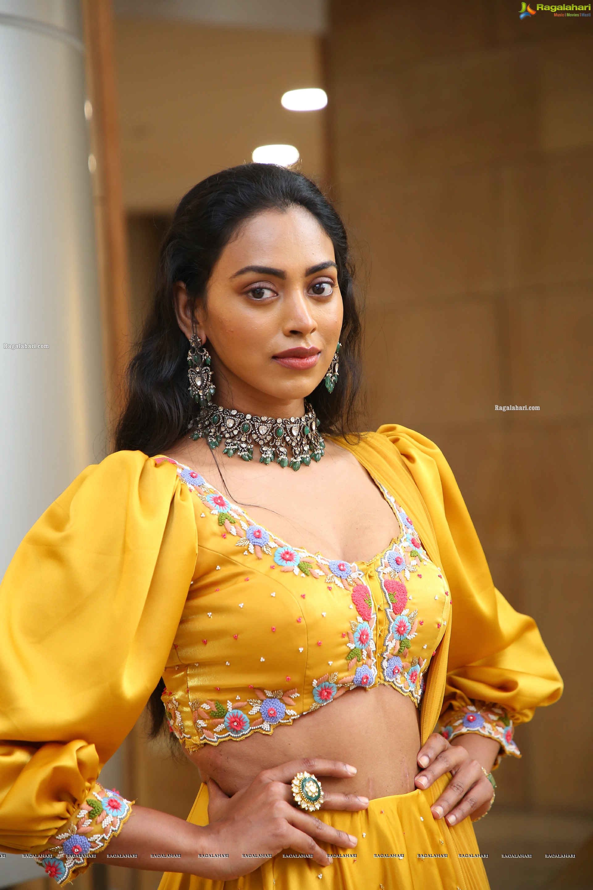 Kamakshi Bhaskarla in Yellow Ornate Lehenga Choli, HD Photo Gallery