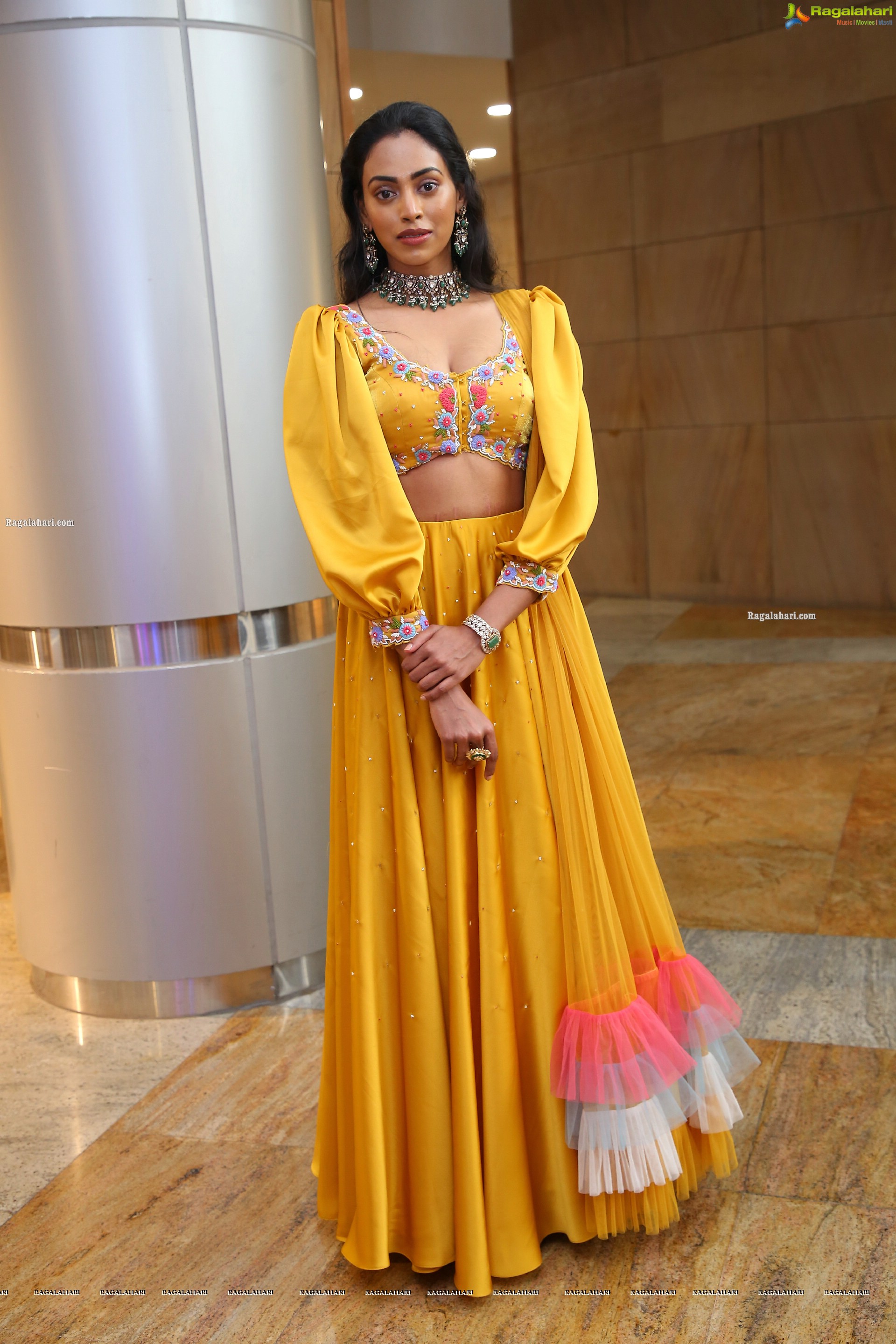 Kamakshi Bhaskarla in Yellow Ornate Lehenga Choli, HD Photo Gallery