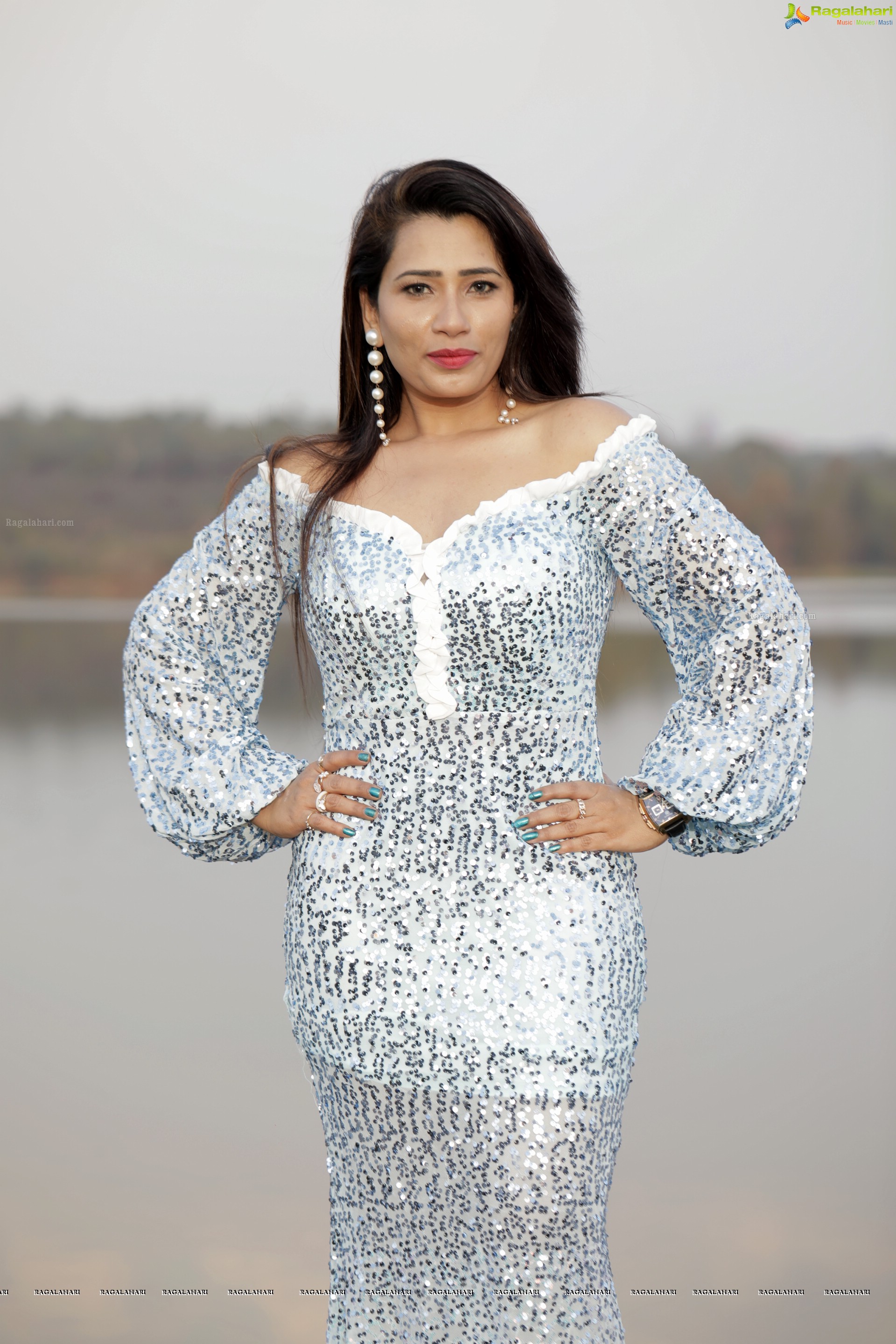 Sanjana Naidu in White Sequin Dress, HD Photo Gallery