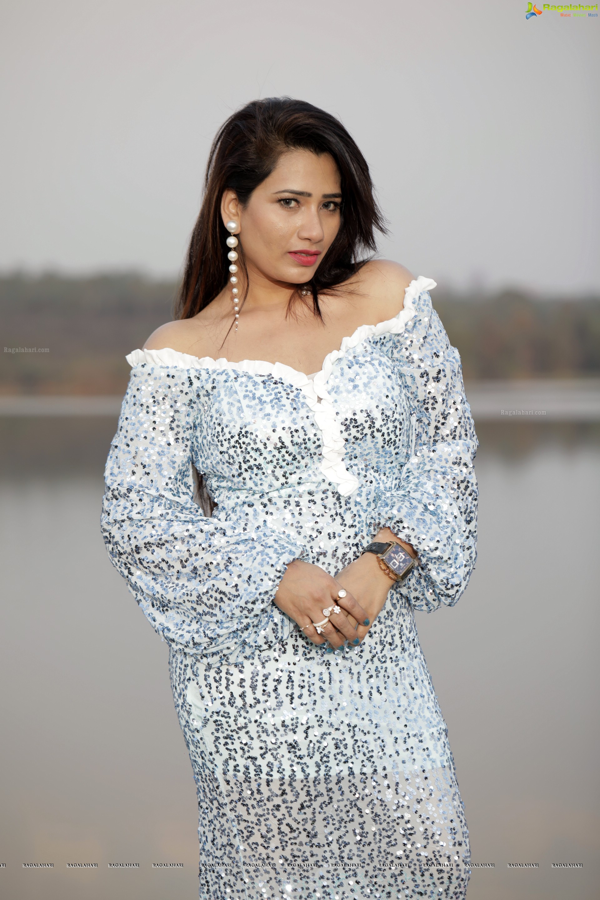 Sanjana Naidu in White Sequin Dress, HD Photo Gallery