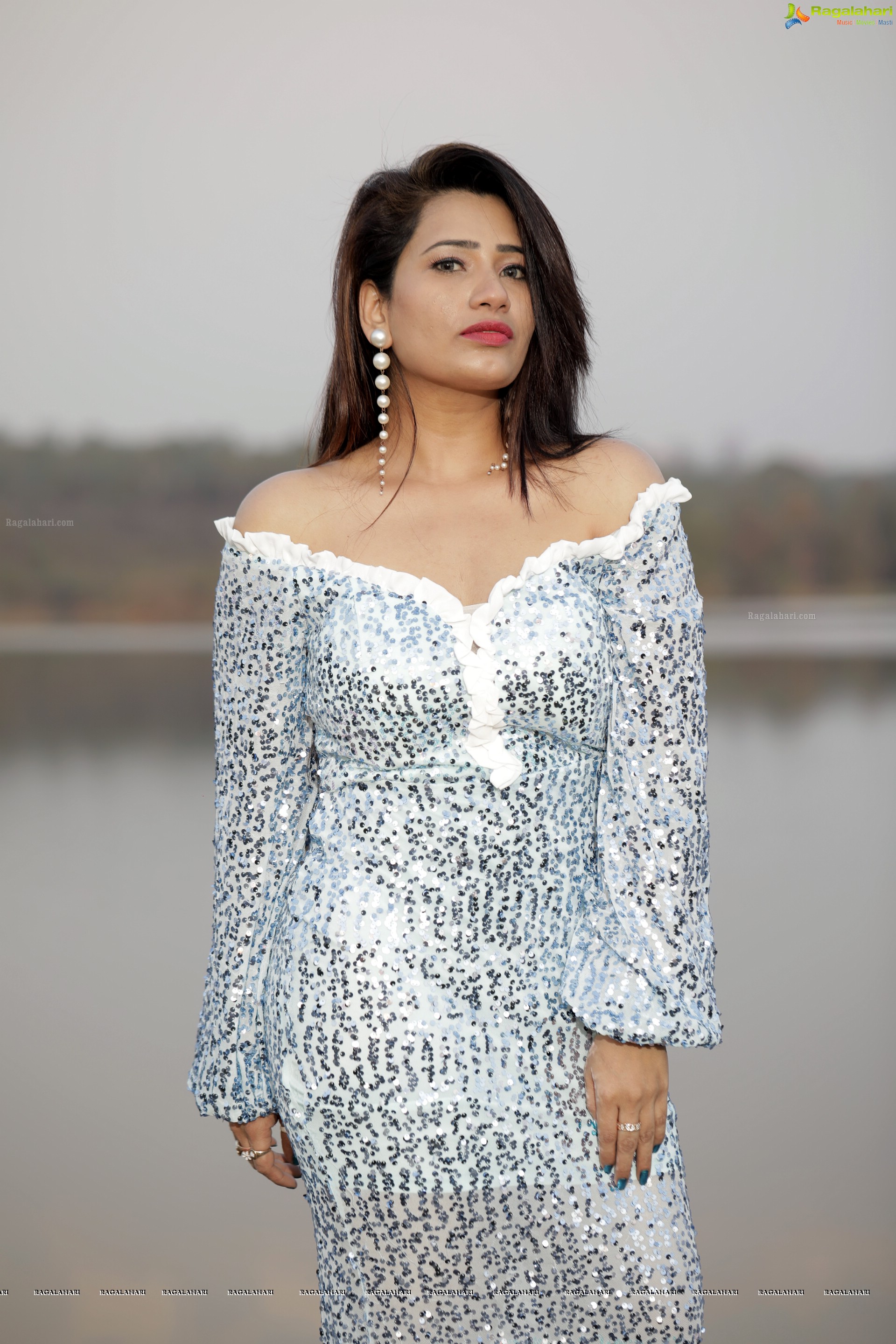 Sanjana Naidu in White Sequin Dress, HD Photo Gallery