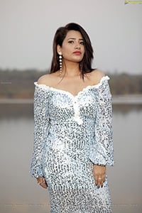 Sanjana Naidu in White Sequin Dress