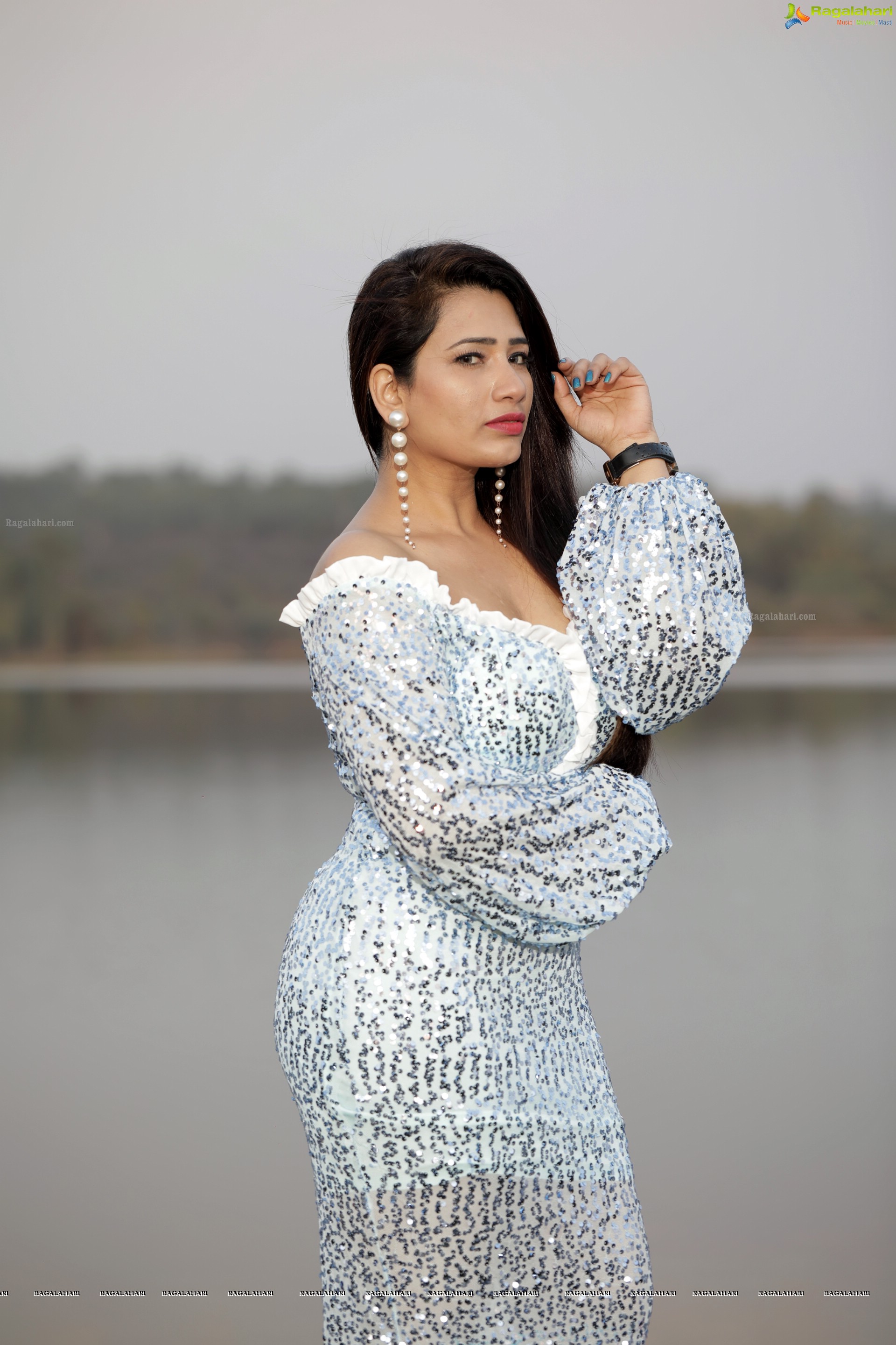 Sanjana Naidu in White Sequin Dress, HD Photo Gallery