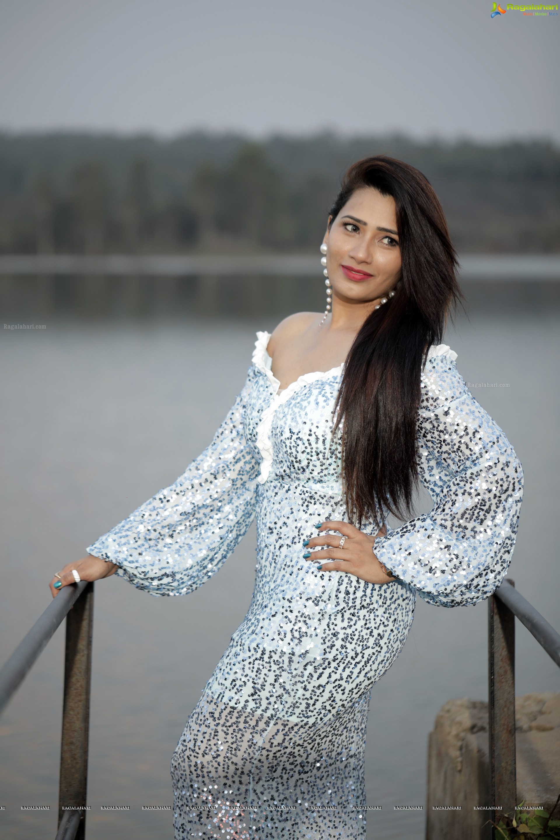 Sanjana Naidu in White Sequin Dress, HD Photo Gallery