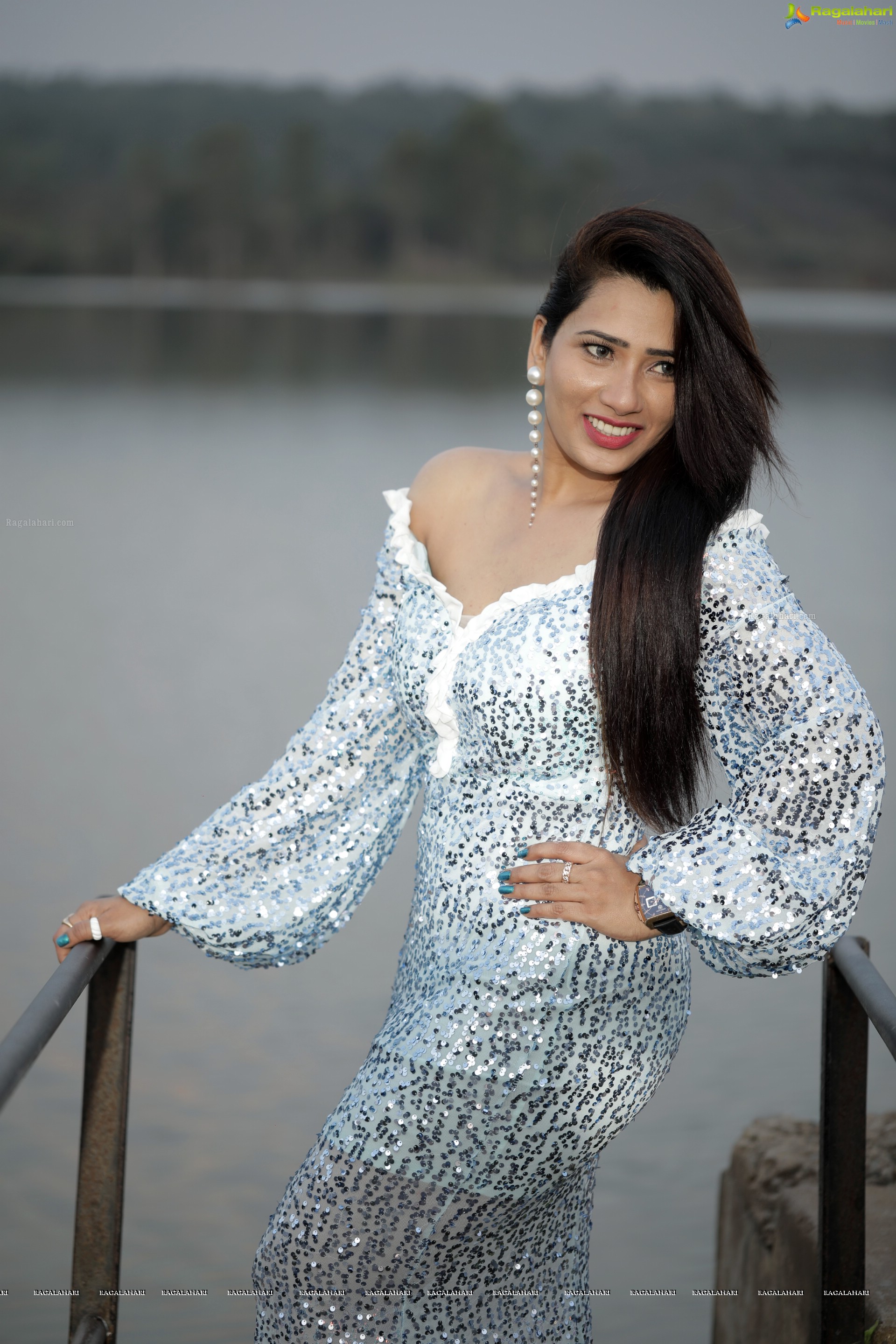 Sanjana Naidu in White Sequin Dress, HD Photo Gallery