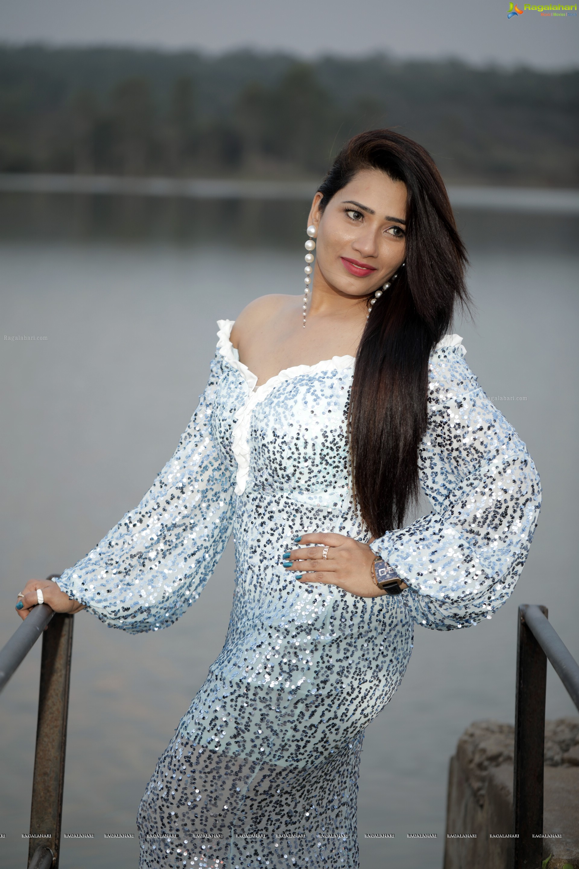 Sanjana Naidu in White Sequin Dress, HD Photo Gallery