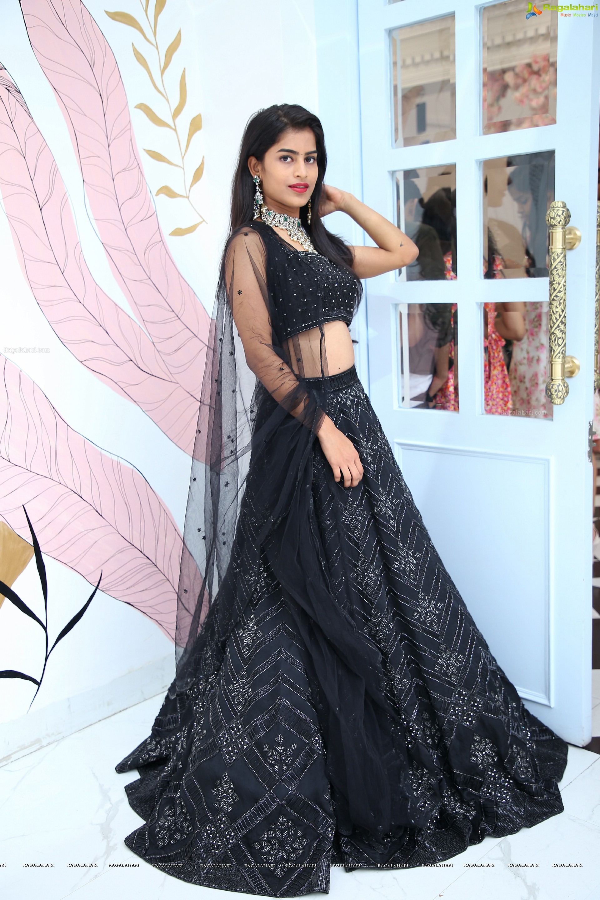Srilekha in Black Designer Lehenga Choli, HD Photo Gallery