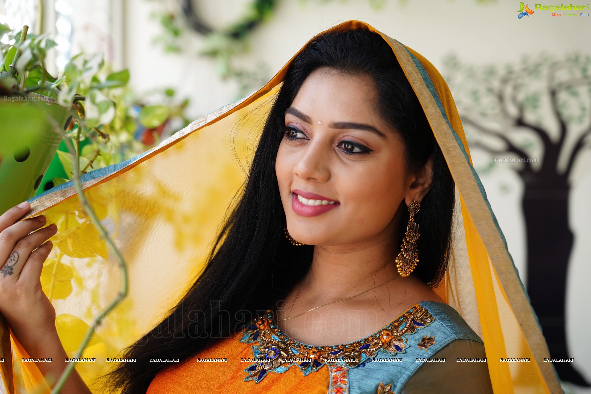 Aadhya Paruchuri in Gray and Orange Anarkali Suit, Exclusive Photoshoot