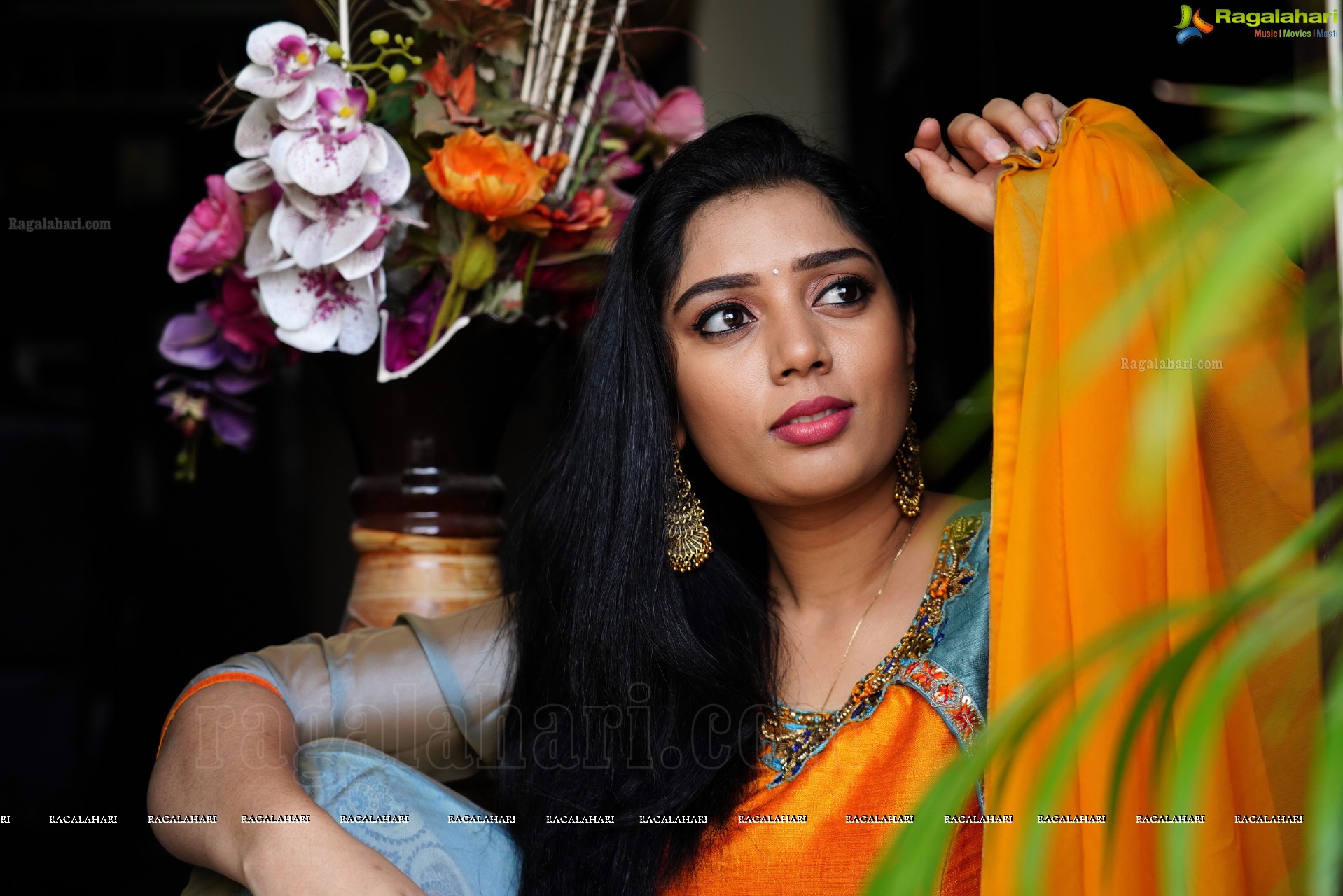 Aadhya Paruchuri in Gray and Orange Anarkali Suit, Exclusive Photoshoot