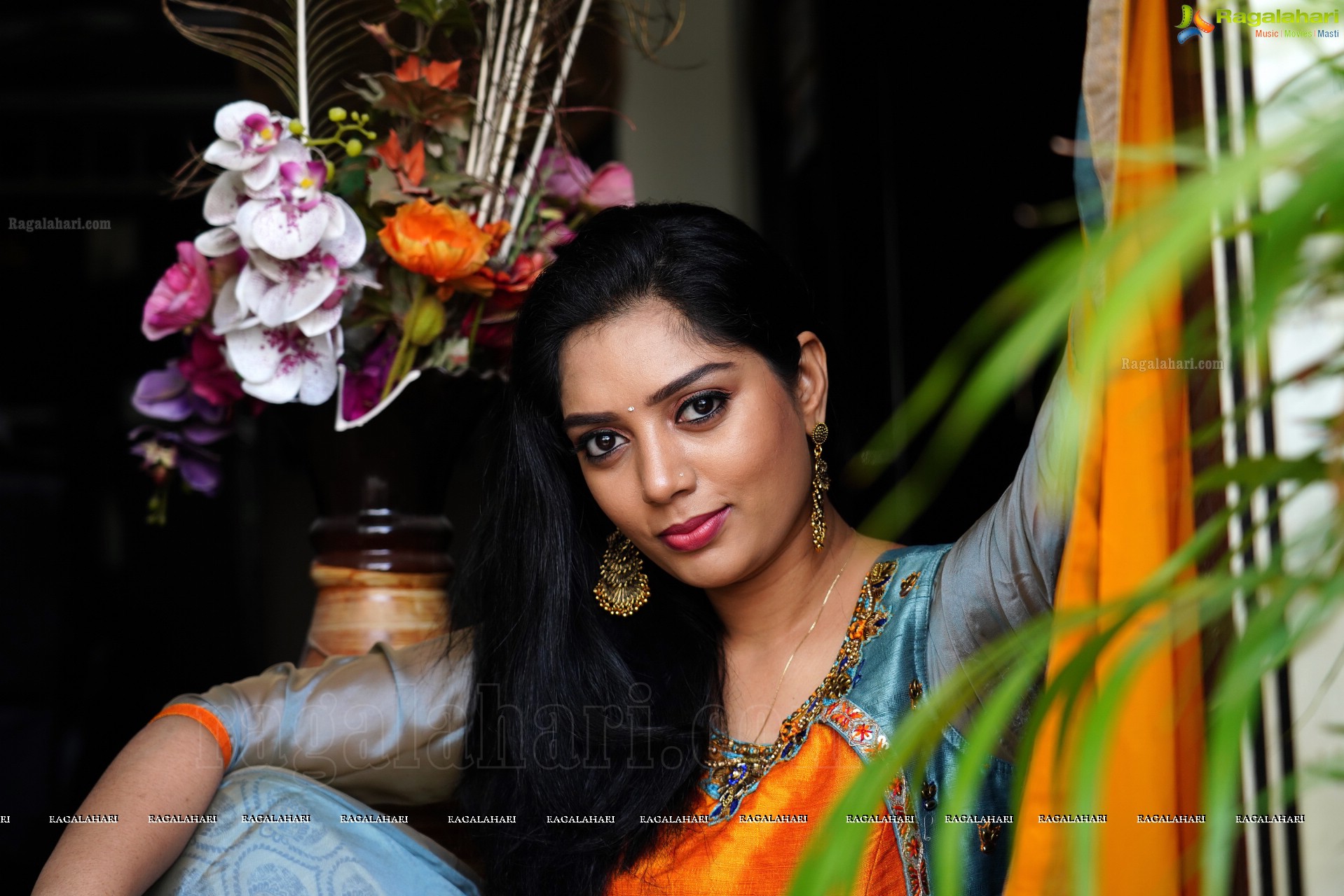 Aadhya Paruchuri in Gray and Orange Anarkali Suit, Exclusive Photoshoot