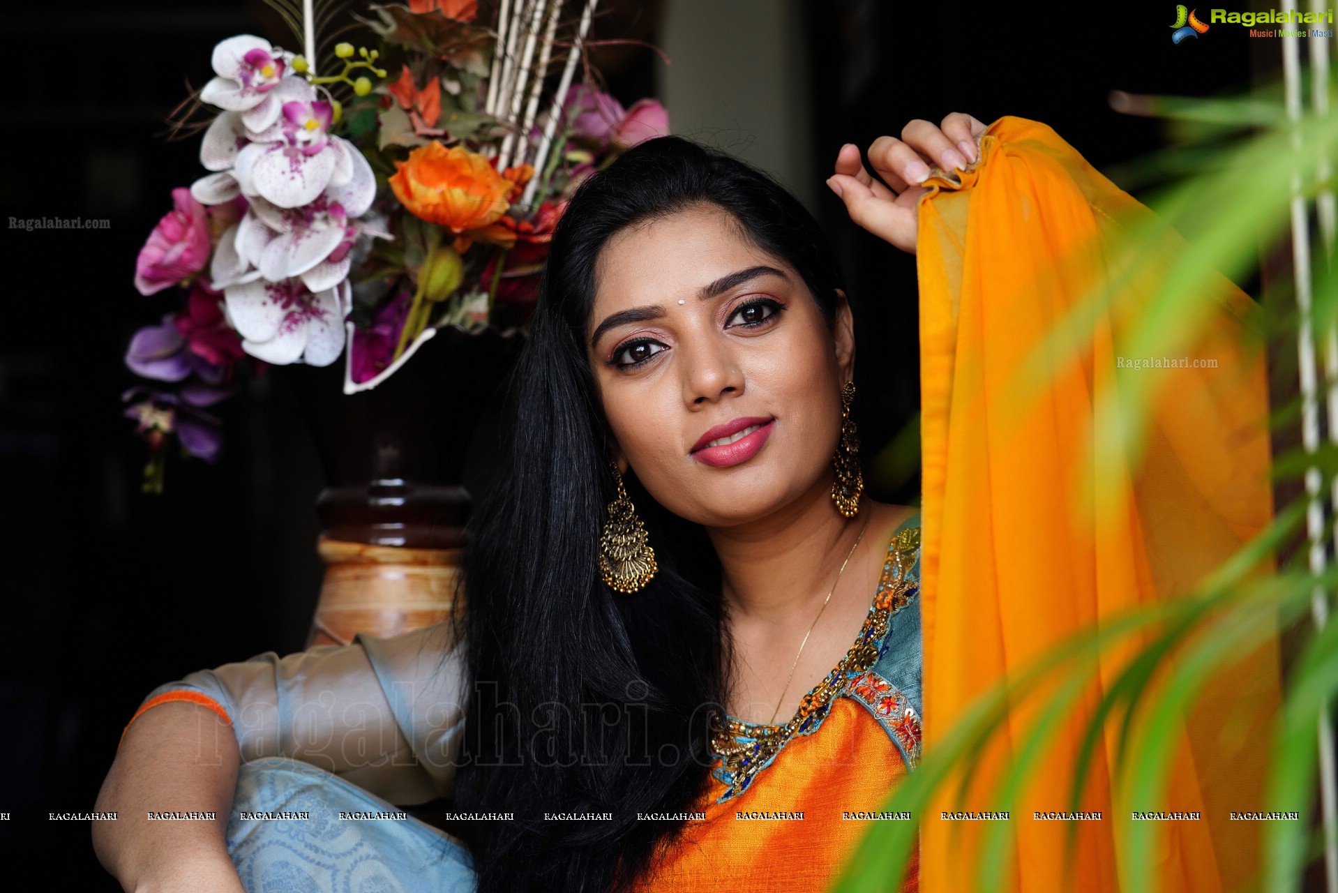 Aadhya Paruchuri in Gray and Orange Anarkali Suit, Exclusive Photoshoot