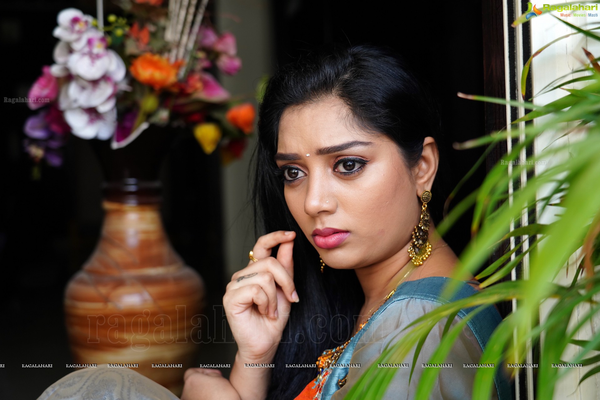 Aadhya Paruchuri in Gray and Orange Anarkali Suit, Exclusive Photoshoot