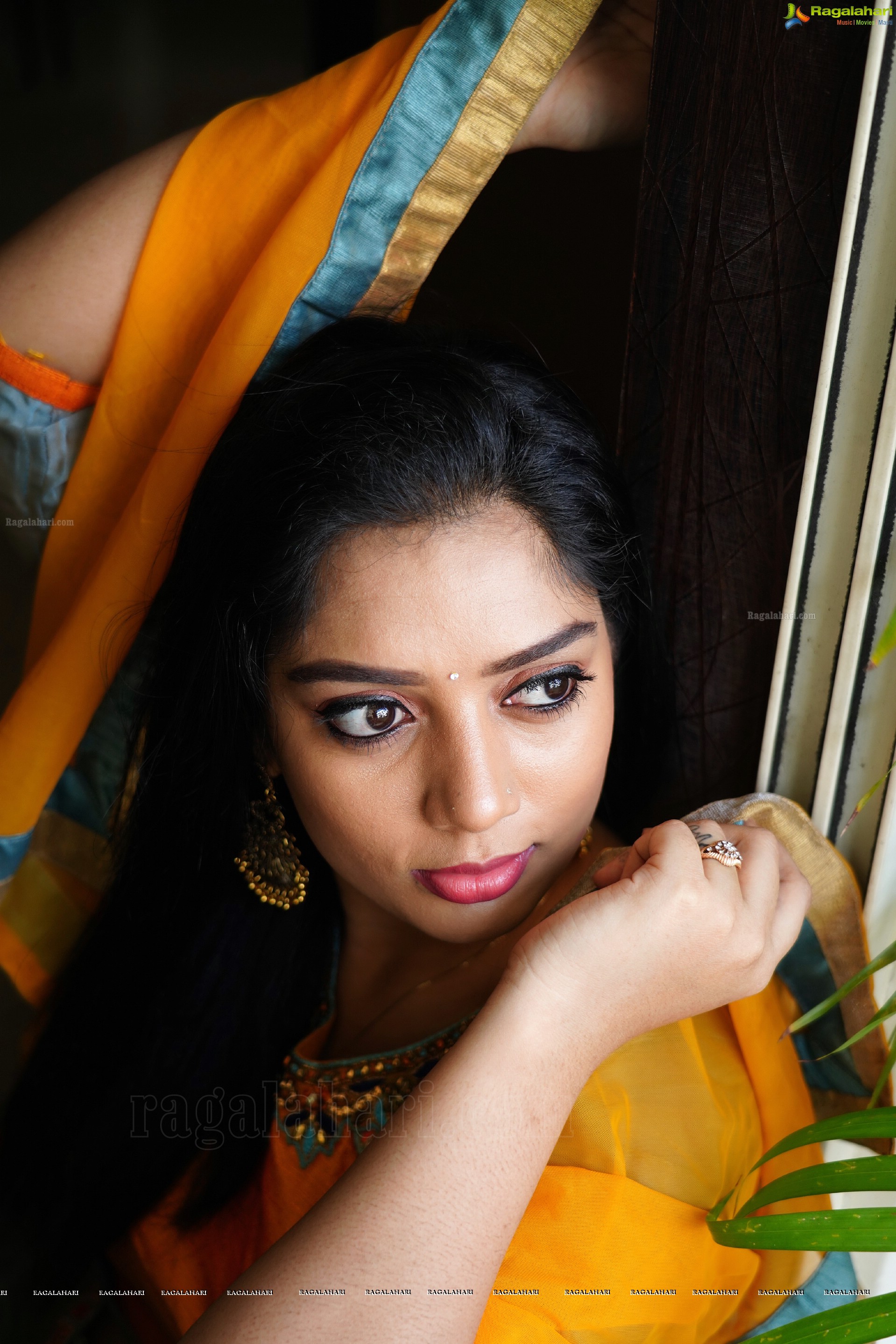 Aadhya Paruchuri in Gray and Orange Anarkali Suit, Exclusive Photoshoot