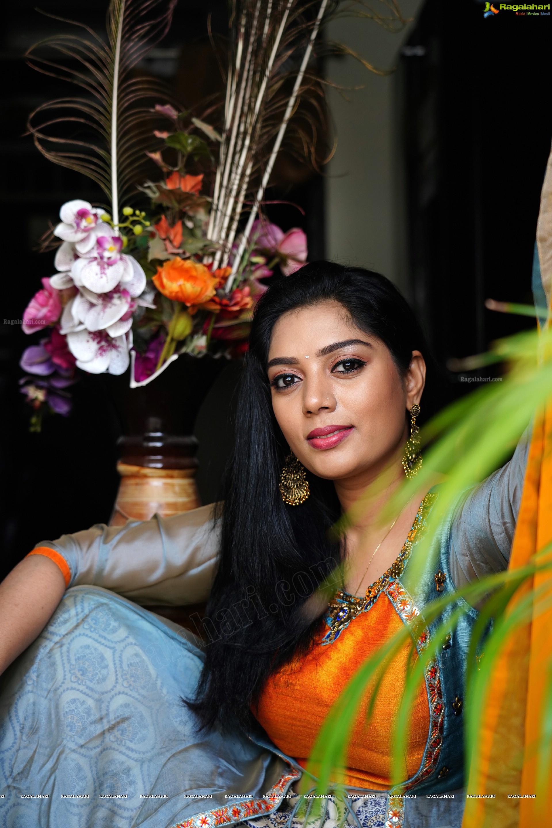 Aadhya Paruchuri in Gray and Orange Anarkali Suit, Exclusive Photoshoot