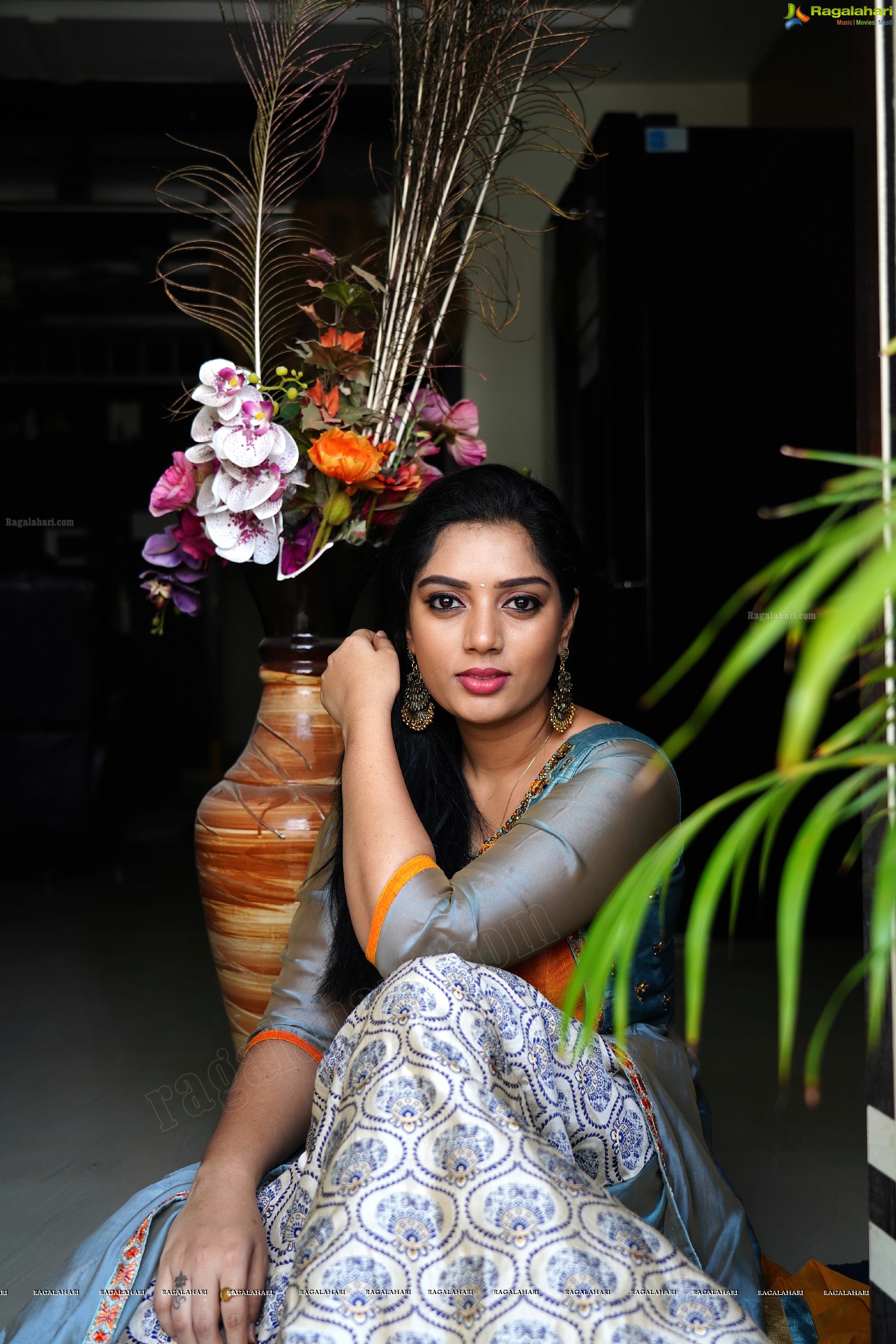 Aadhya Paruchuri in Gray and Orange Anarkali Suit, Exclusive Photoshoot