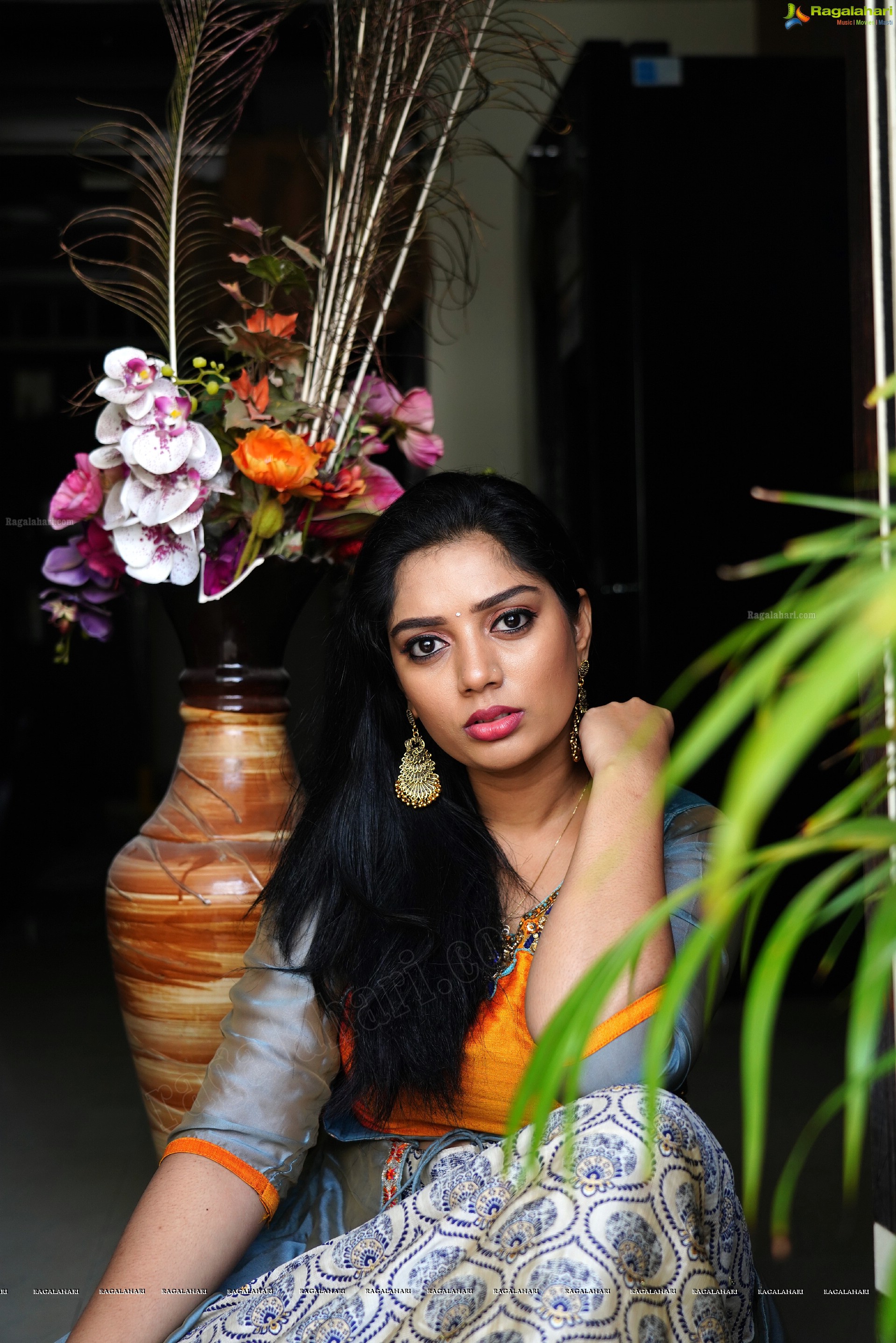 Aadhya Paruchuri in Gray and Orange Anarkali Suit, Exclusive Photoshoot