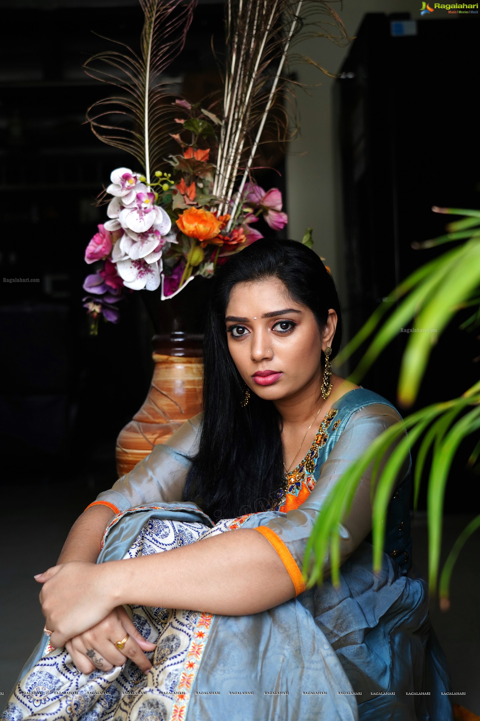 Aadhya Paruchuri in Gray and Orange Anarkali Suit, Exclusive Photoshoot