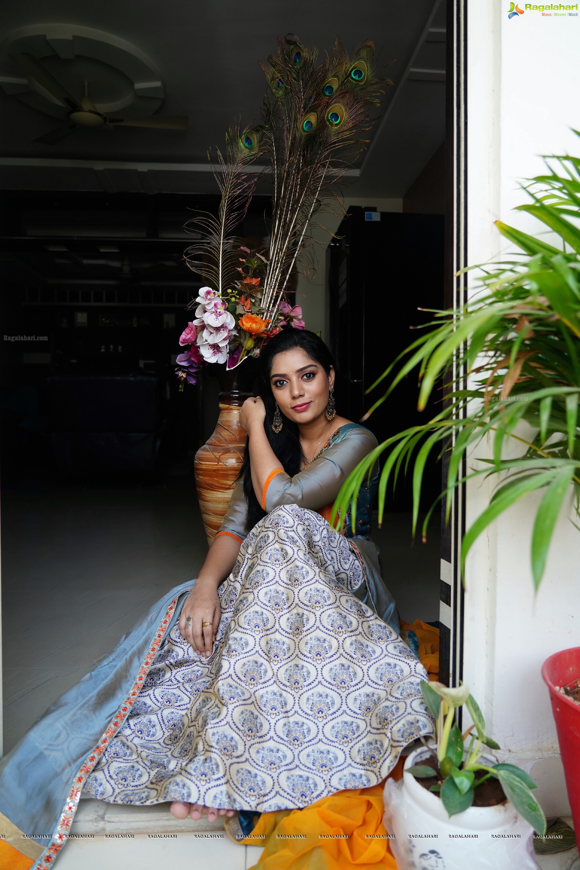 Aadhya Paruchuri in Gray and Orange Anarkali Suit, Exclusive Photoshoot