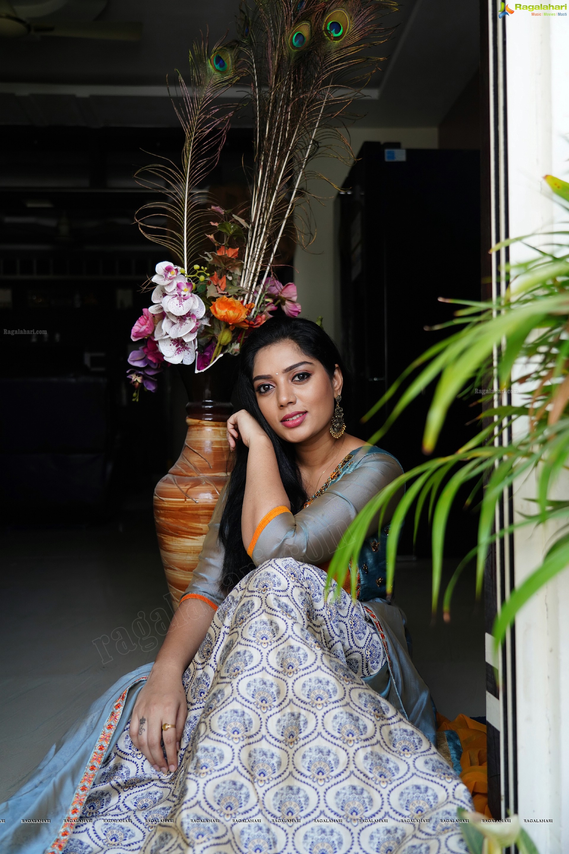 Aadhya Paruchuri in Gray and Orange Anarkali Suit, Exclusive Photoshoot